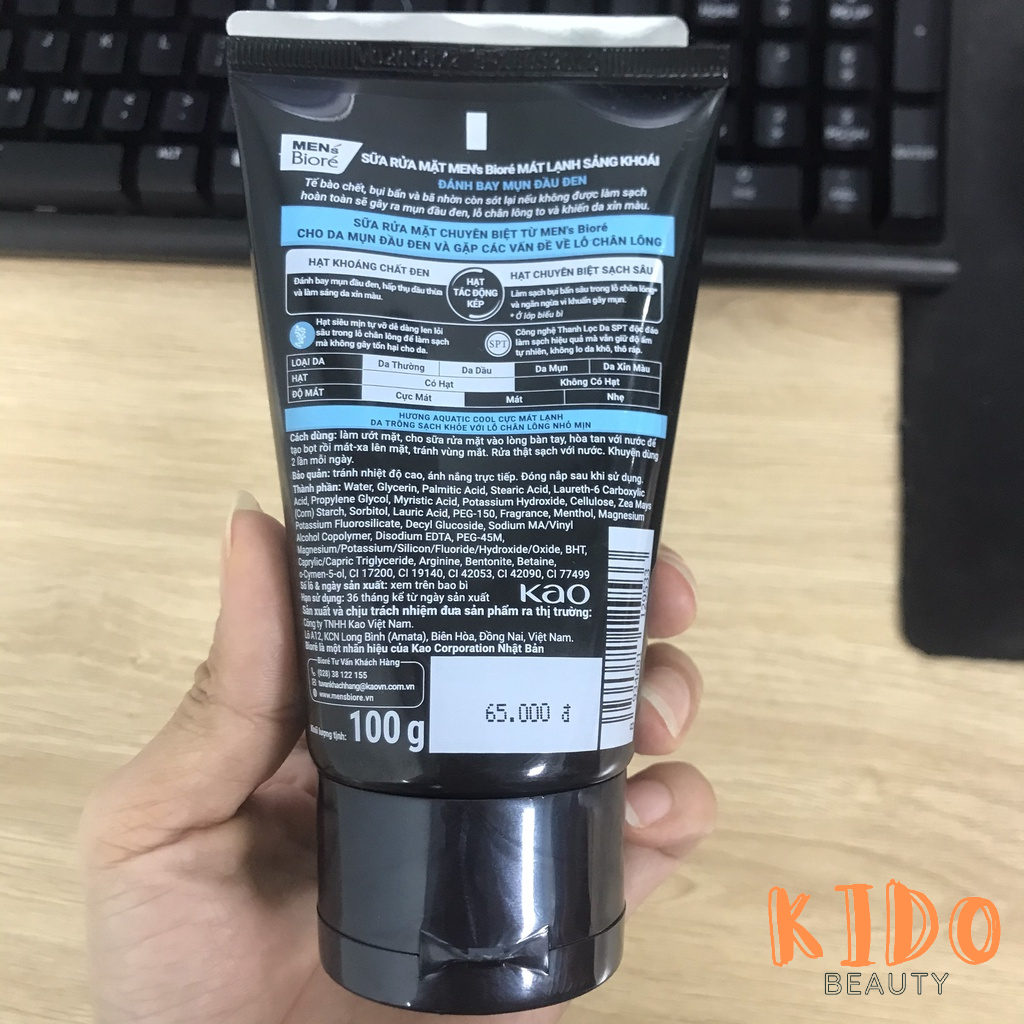 Sữa Rửa Mặt Nam Chứa Hạt Tác Động Kép BIORE Mens Double Scrub Facial Foam Deep Action 100g |Srm Biore