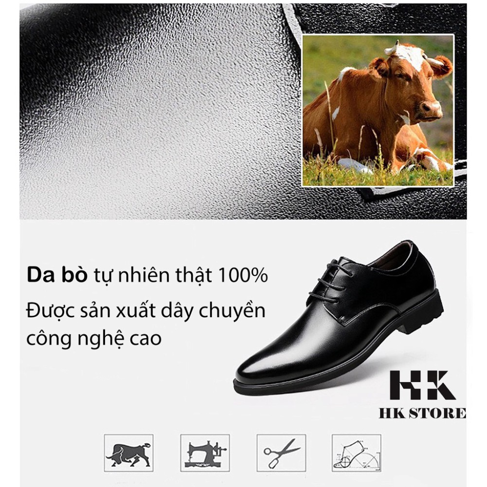 Giày tây buộc dây da bò cao cấp hàng chính hãng HK.STORE - sang xịn - lịch sự - bảo hành 12tháng.