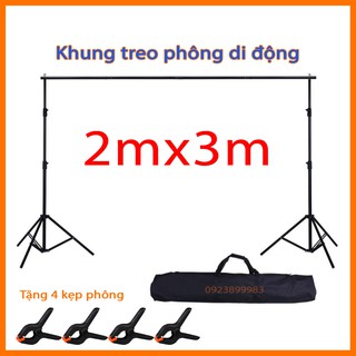 Khung treo phông di động 2mx3m, khung studio tặng kèm 4 kẹp treo phông