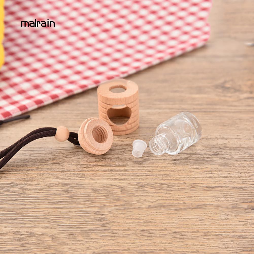 Maln_lovely Bình Đựng Nước Hoa Rỗng Bằng Gỗ Rỗng Treo Trang Trí Xe Hơi