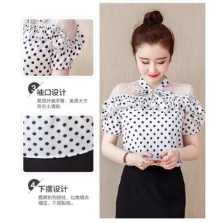 Áo chấm bi buộ nơ