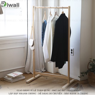 Diwali - kệ đơn treo quần áo - giá kệ gỗ 1 thanh ngang dài 1m cao 1m5
