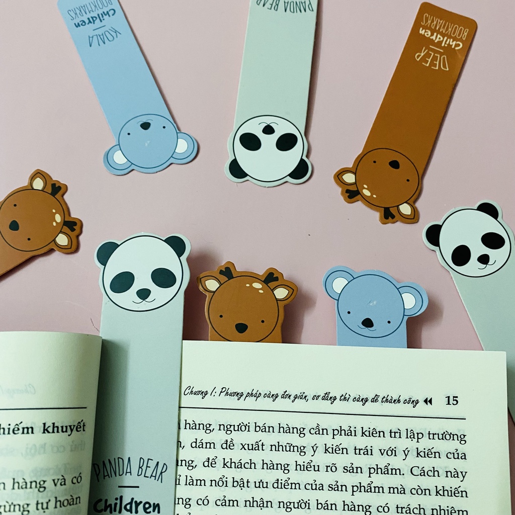 Kẹp sách đánh dấu trang bookmark giấy cứng hình động vật cute Deme