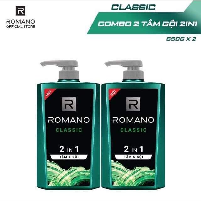 Sữa Tắm Gội Romano Classic 650g/chai