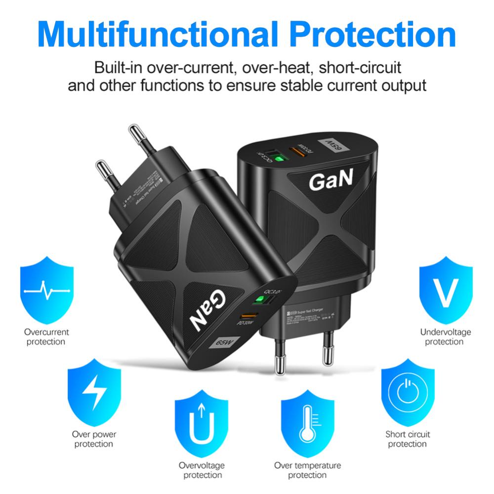 Đầu Sạc Nhanh DIGIFOUNDER GaN Cho MacBook QC 3.0 PD3.0 USB Type C PD Cho iPhone 13 11 iPad Huawei Xiaomi Samsung E5U5 Bộ sạc dự phòng