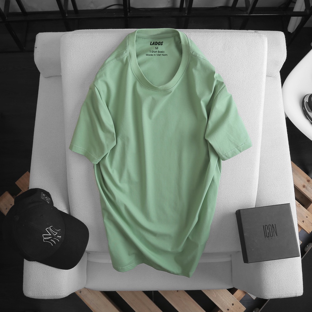 Áo thun cotton thời trang unisex trơn cao cấp LADOS-39202 chất liệu thoáng mát thấm hút tốt | BigBuy360 - bigbuy360.vn