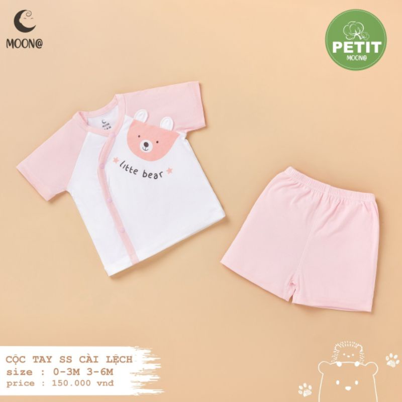 Moon - Bộ cộc cài chéo vải petit mềm mát xinh yêu cho bé 3-7kg