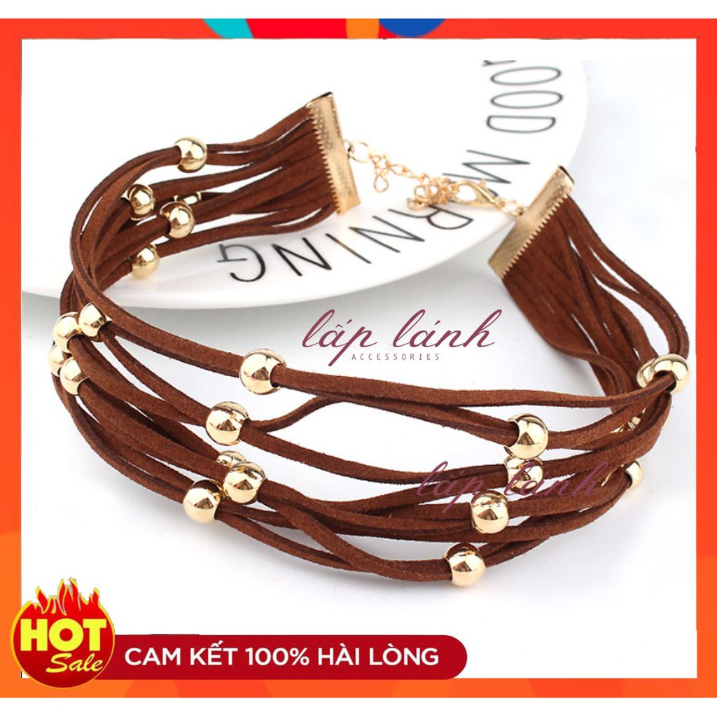 [Có sẵn] VÒNG CỔ CHOKER DÂY CHUYỀN DA ĐÍNH HẠT CÁ TÍNH PHONG CÁCH VC30