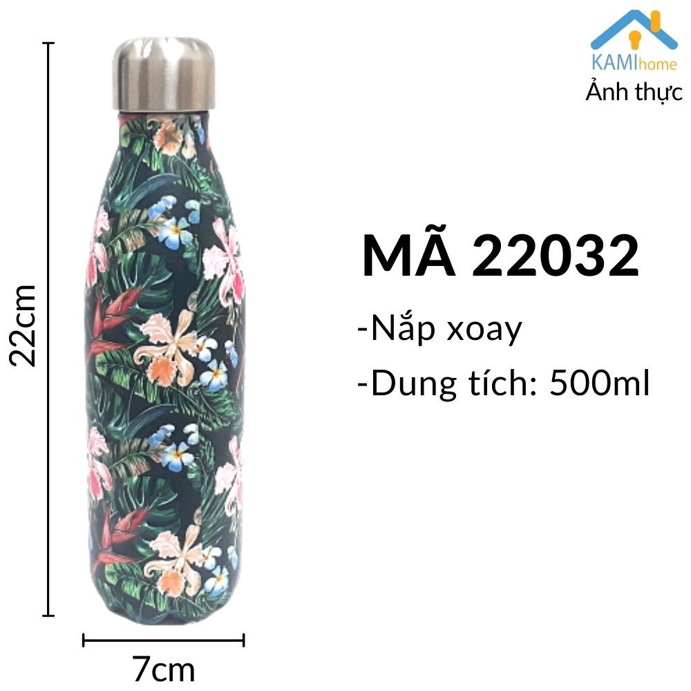 Bình giữ nhiệt inox giữ nóng lạnh hình Chai nước cá tính 500ml bình cốc inox cao cấp mã 22032