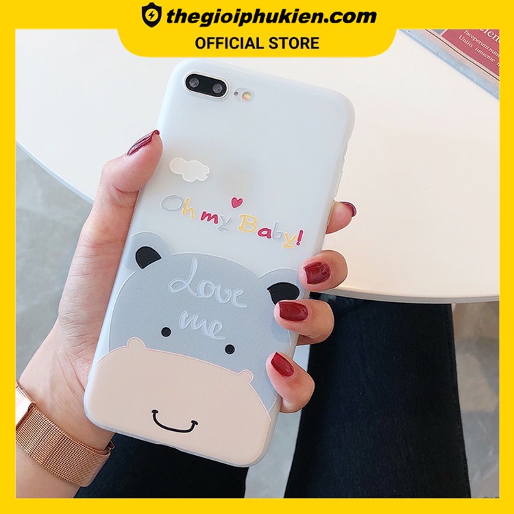 Ốp điện thoại iPhone hình hà mã chất liệu mịn siêu mỏng cho 6 6s 7 8 X XS XR XS MAX (40b)