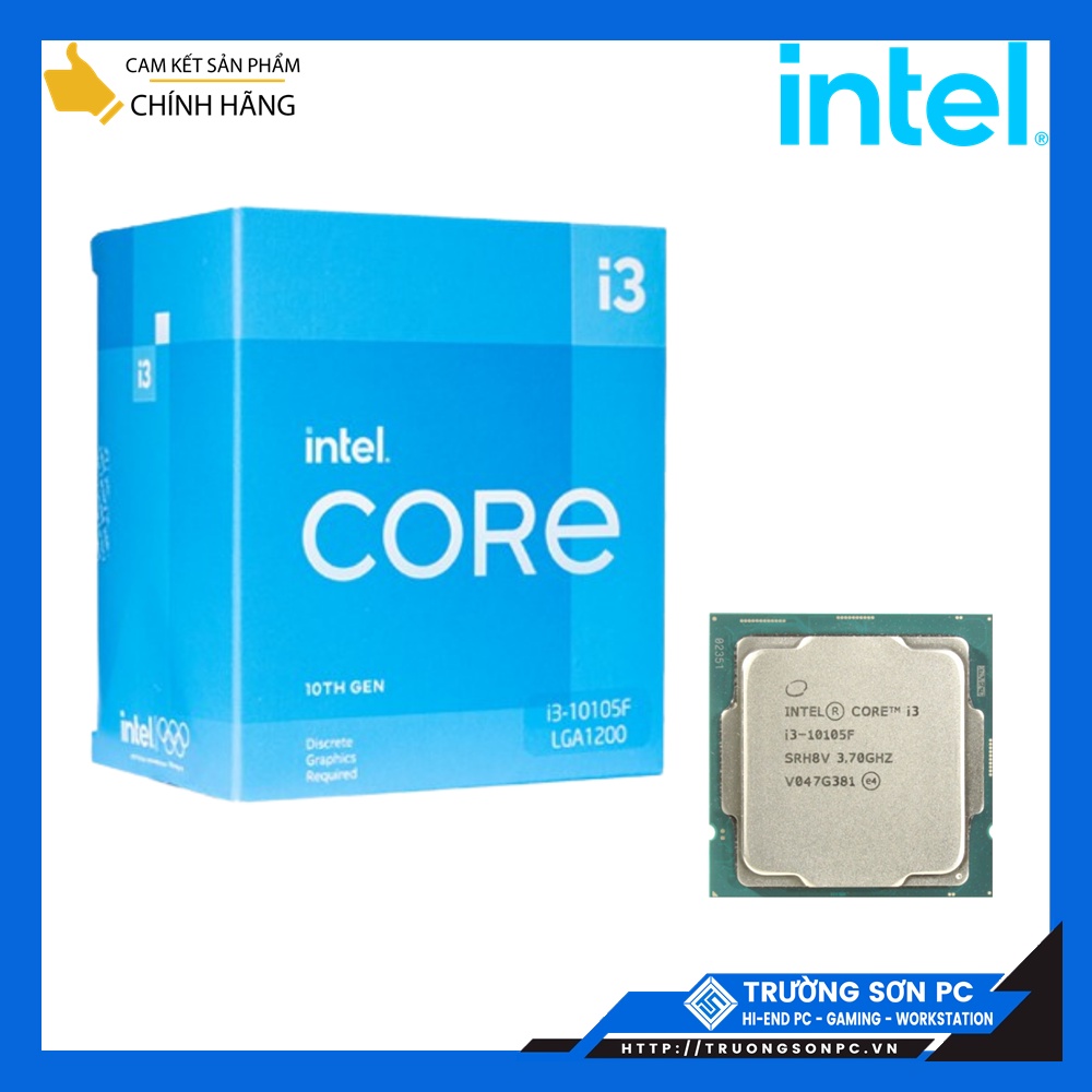 CPU Intel Core i3 10105F (3.7GHz turbo up to 4.4Ghz, 4 Cores 8 Threads, 6MB Cache, 65W) | Full Box Nhập Khẩu