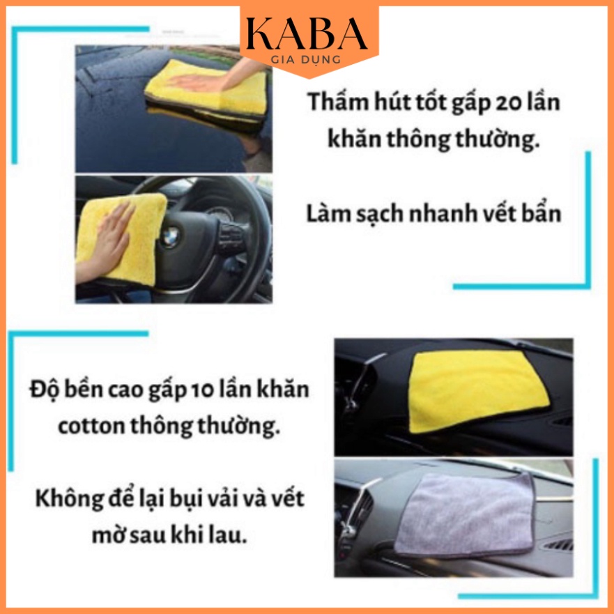 Khăn lau ô tô xe hơi lau bếp lau kính lau tay màu vàng 2 lớp cao cấp siêu sạch siêu thấm hút KABA