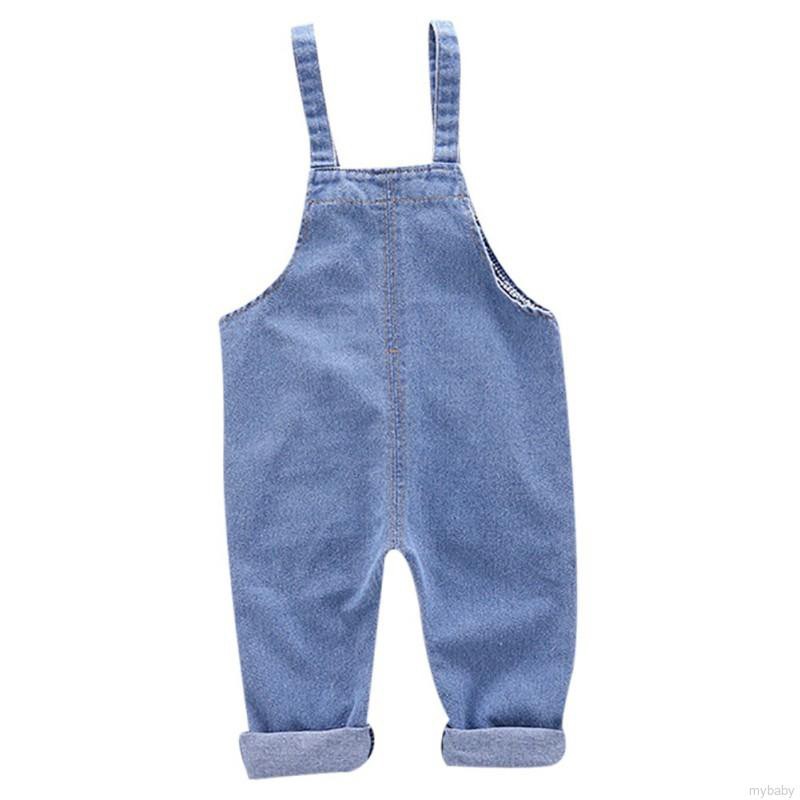 Quần Yếm Denim Màu Trơn Cho Bé Trai