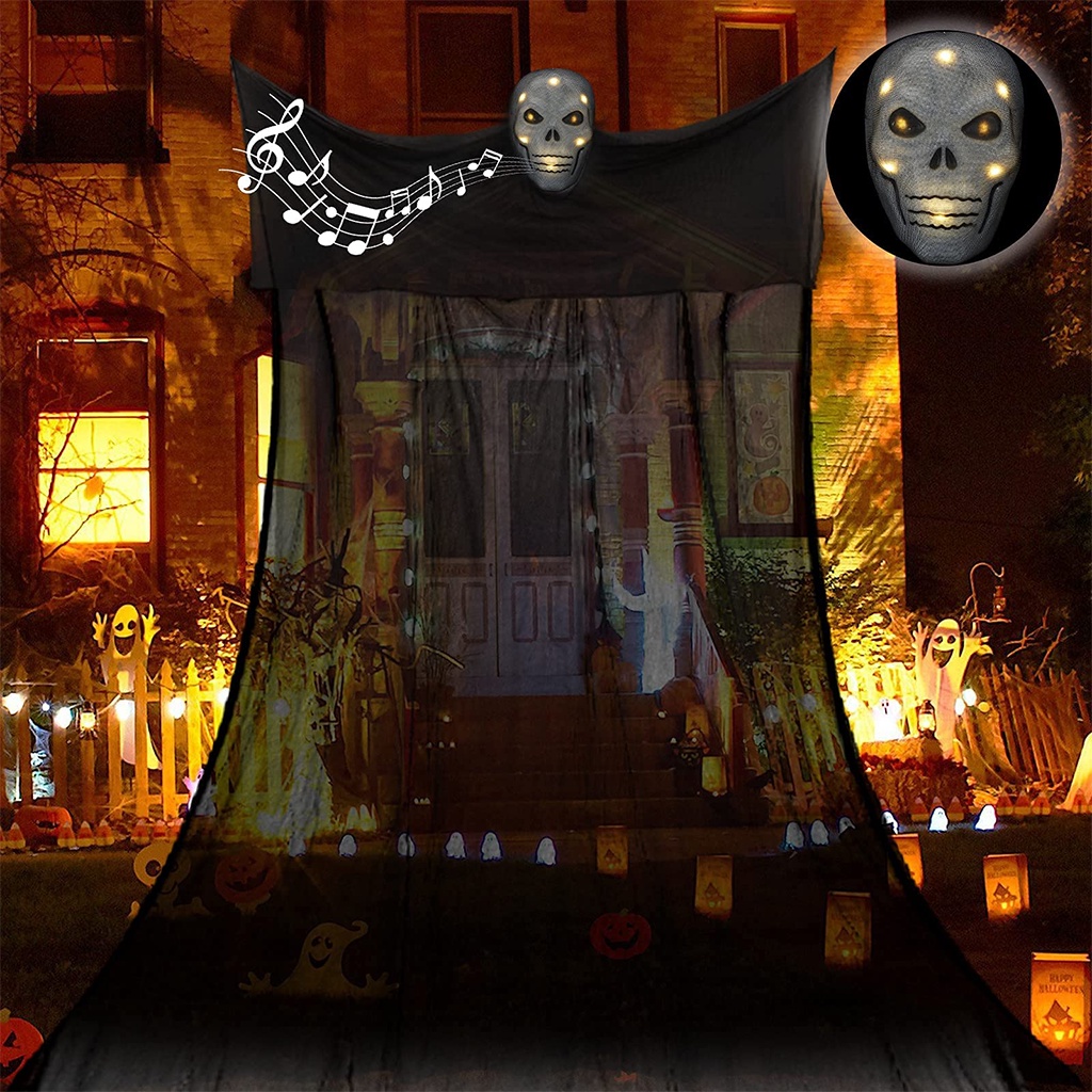 Halloween đáng sợ Treo trang trí ma quái Cuộc gọi rùng rợn và đèn LED nhấp nháy Mặt nạ phát sáng Thích hợp để treo trong nhà và ngoài trời Trang trí tường ma ám Halloween bar Tiệc nhà ma