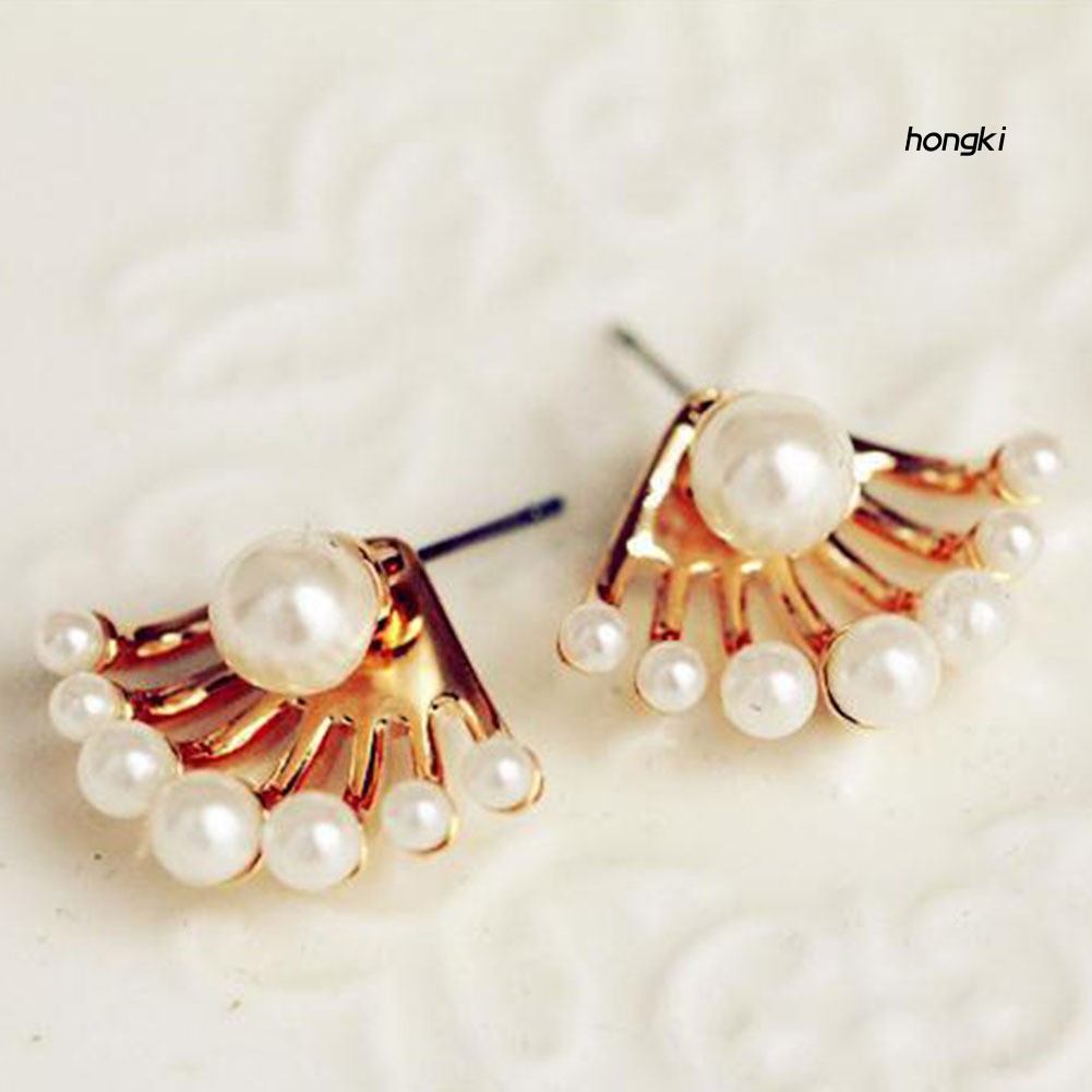 Đôi khuyên tai đính ngọc trai nhân tạo thời trang cho nữ