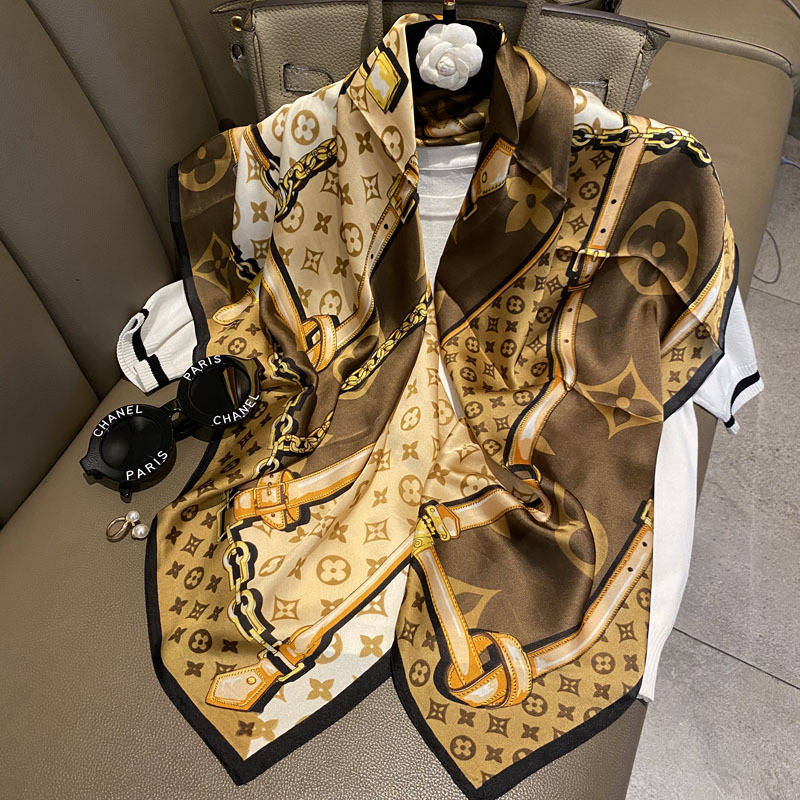 Khăn Choàng Lụa Khổ Vuông 90x90 cm Hoa Văn Sang Trọng Cho Nữ