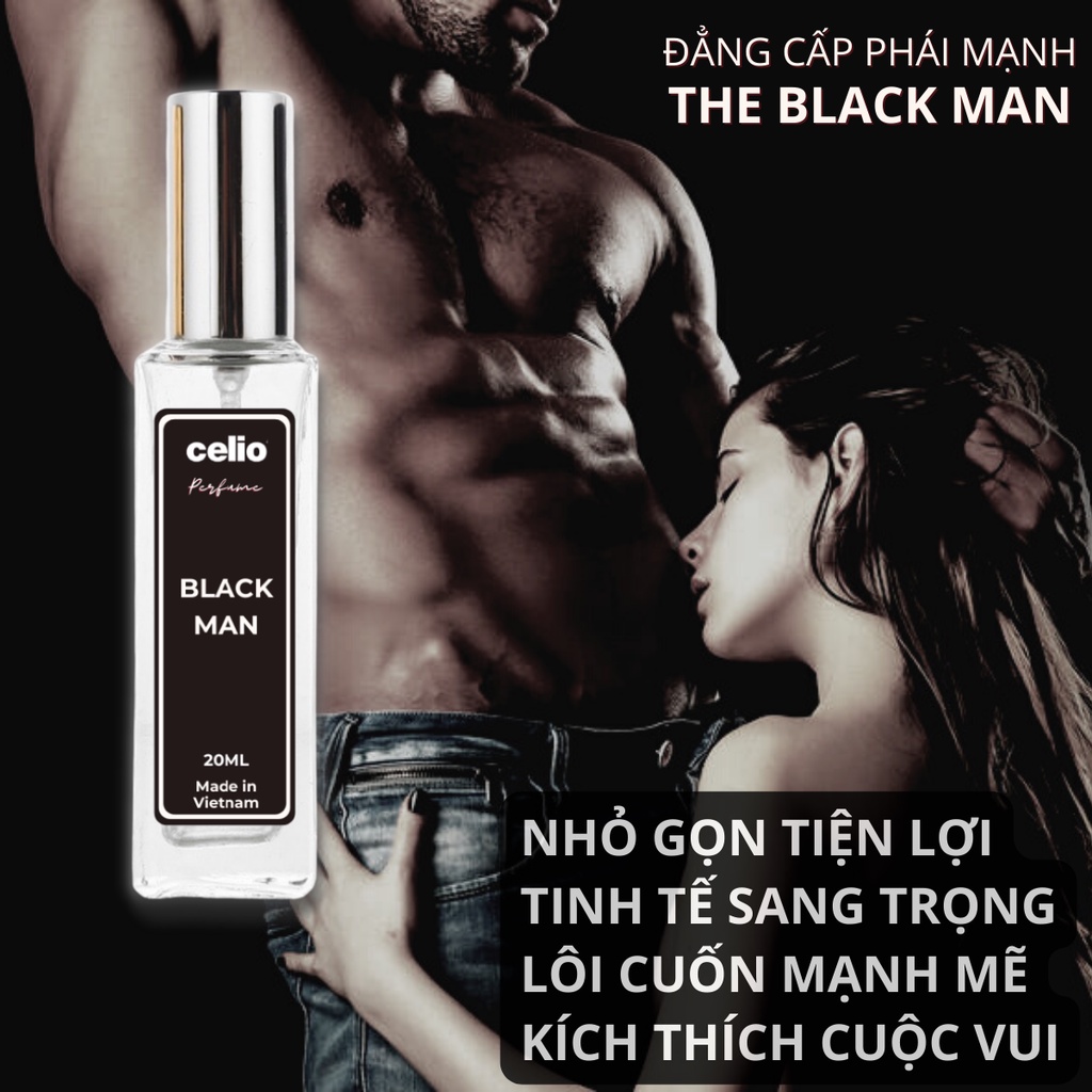 Nước Hoa Vùng Kín Nam Black Man CELIO 20ml Lôi Cuốn Mãnh Liệt Chính Hãng (Có che tên) Lưu Hương Cả Ngày Cho Cậu Bé