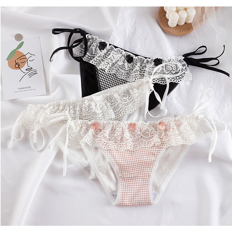 Quần Lót Dây Viền Ren Bánh Bèo cao cấp mềm mại kháng khuẩn sexy gợi cảm QL46