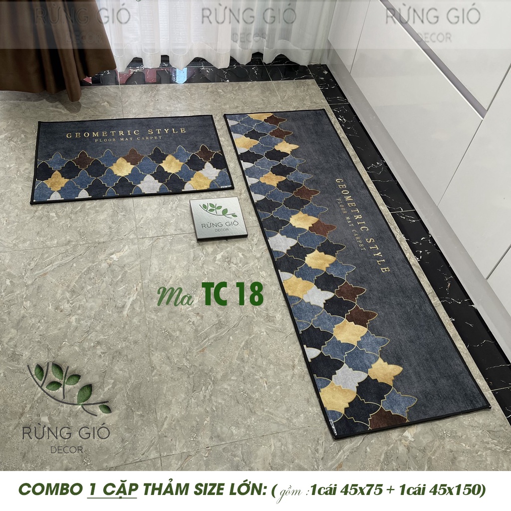 THẢM NHÀ BẾP DẠ ÉP 1 Cặp Size To (45*75+45*150cm) THẤM HÚT NƯỚC, CHỐNG TRƠN TRƯỢT, GIÁ BÁN CHO 1 CẶP THẢM