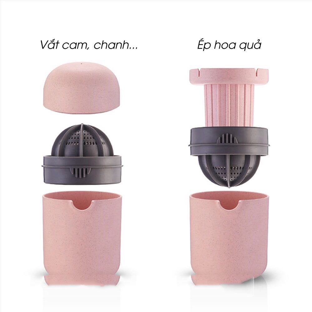 Máy vắt cam bằng tay và  ép hoa quả,Dụng cụ vắt cam nhựa Lúa Mạch 2 Trong 1