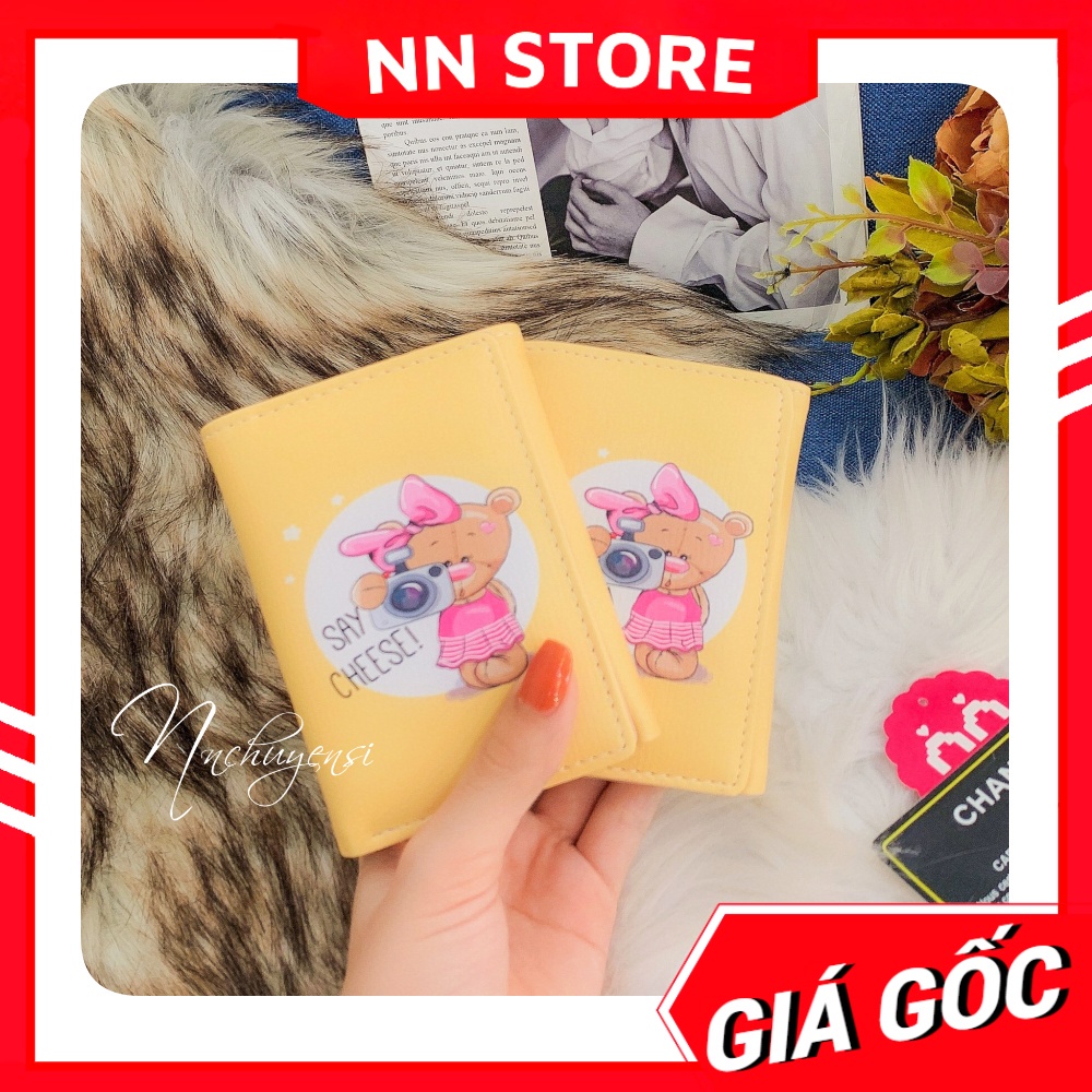 Ví ngắn nữ chất da dày mềm mịn in Hoạt hình Chibi Doremon Gấu dễ thương Ví Chibi mini V10