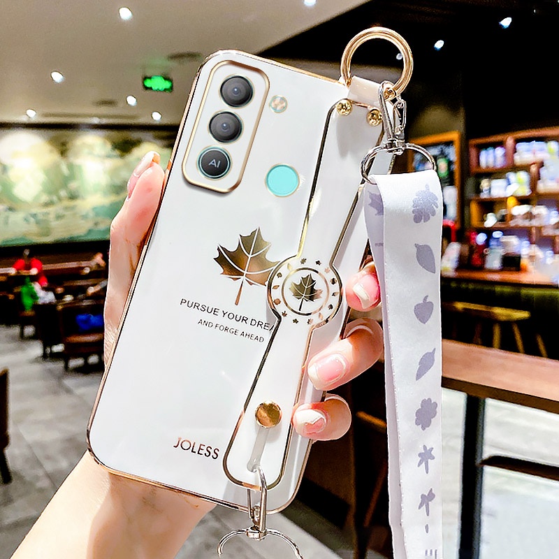 Ốp Điện Thoại Siêu Mỏng Họa Tiết Lá Phong Có Dây Đeo Cho Infinix Smart 4 4C 5 5Pro 6 Spark 5Pro 7 7Pro Spark 6 GO 6Air 5Air Spark GO 2022
