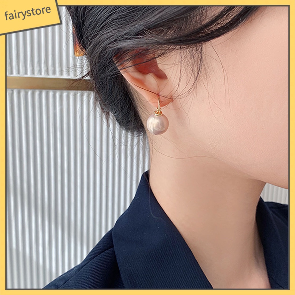 1 đôi bông tai hình học đính ngọc trai giả thanh lịch cho nữ