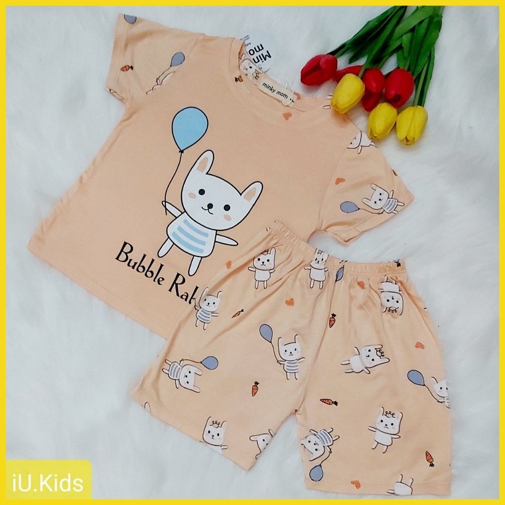 Thời trang quần áo trẻ em cao cấp giá rẻ đồ bộ cộc tay thun lạnh minky mom cho bé trai bé gái từ 7 - 19 kg