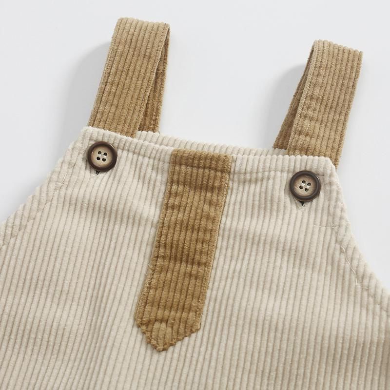 Quần Yếm Dài Vải Nhung Phối Nút Thời Trang Xuân Thu Cho Bé