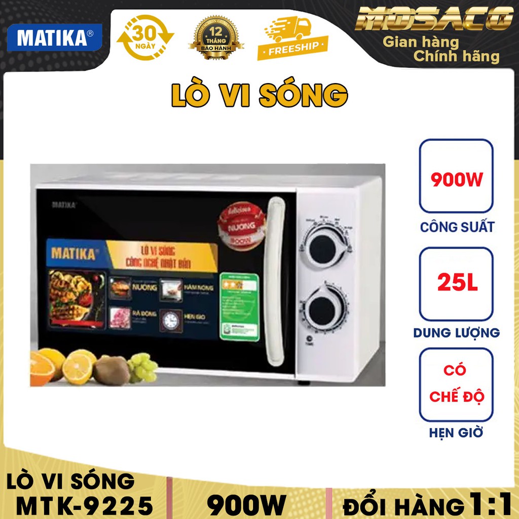 [CAM KẾT CHÍNH HÃNG] Lò vi sóng Microwave Oven Matika MTK9225 900w Lò