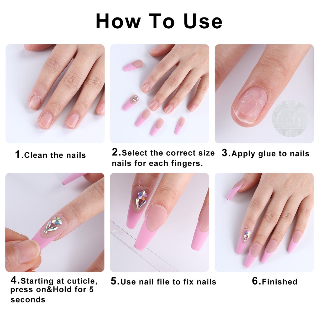 Bộ 24 Móng Tay Giả Màu Đen Có Thể Tháo Rời Cho Nữ