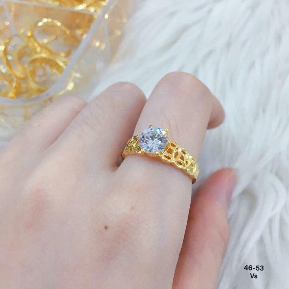 Nhẫn Trơn Nữ, Nhẫn Kim Tiền Đính Đá Mạ Vàng 18k N003 Namoo Jewelry