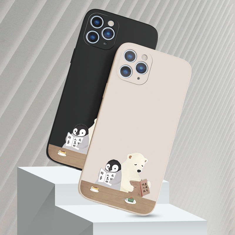 Ốp lưng iphone Ốp điện thoại Suntaiho họa tiết chim cánh cụt và gấu thích hợp cho iPhone 13 12 11 Mini Pro X XR XS Max 7 8 Plus