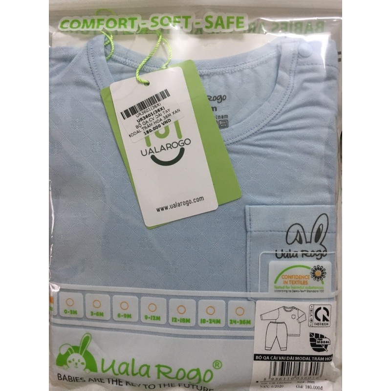 UALAROGO Bộ dài tay CV Modal trám hoa