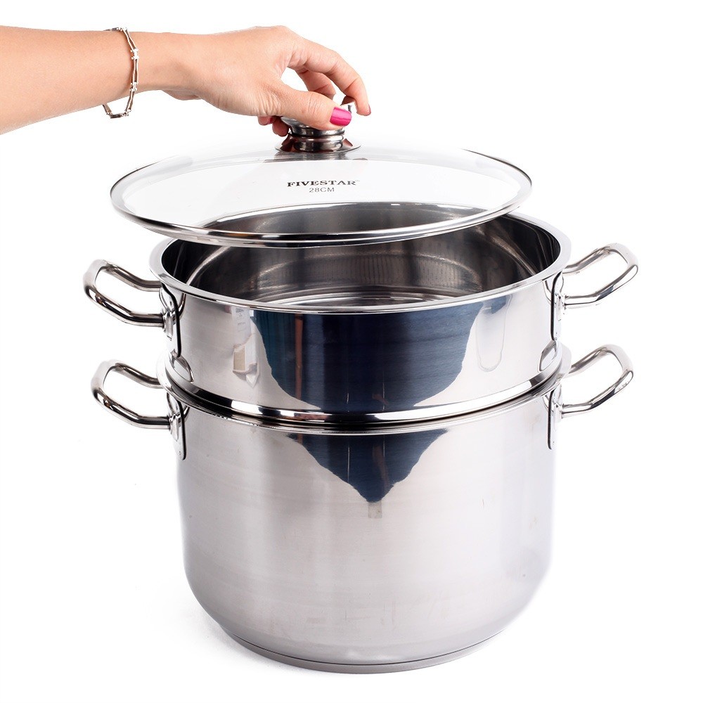 BỘ NỒI XỬNG HẤP INOX FIVESTAR 28CM NẮP KÍNH