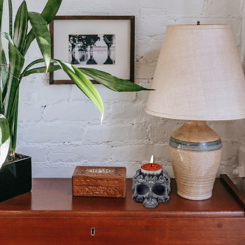 Khuôn Silicone Làm Giá Đỡ Nến Hình Đầu Lâu 3D Độc Đáo Trang Trí Nhà Cửa DIY