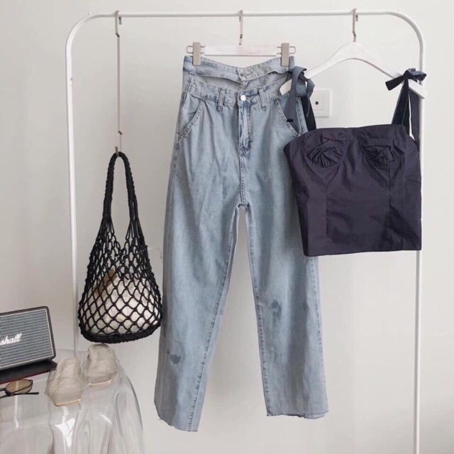 [Giá siêu rẻ] Quần baggy jeans hai lưng, kèm ảnh thật