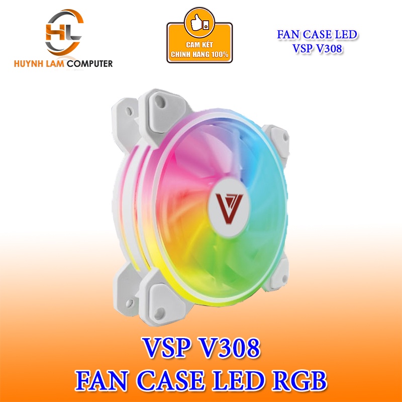 Fan Case 12cm VSP V308 LED RGB tự đổi màu (không đồng bộ Hub) - Chính hãng VSP