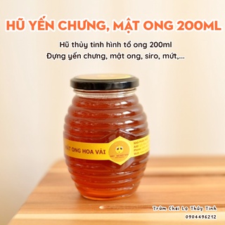 HŨ THUỶ TINH 200ml hình ong (Hũ trơn, không in hình) - Chưng yến, đựng mật ong, gia vị, mứt