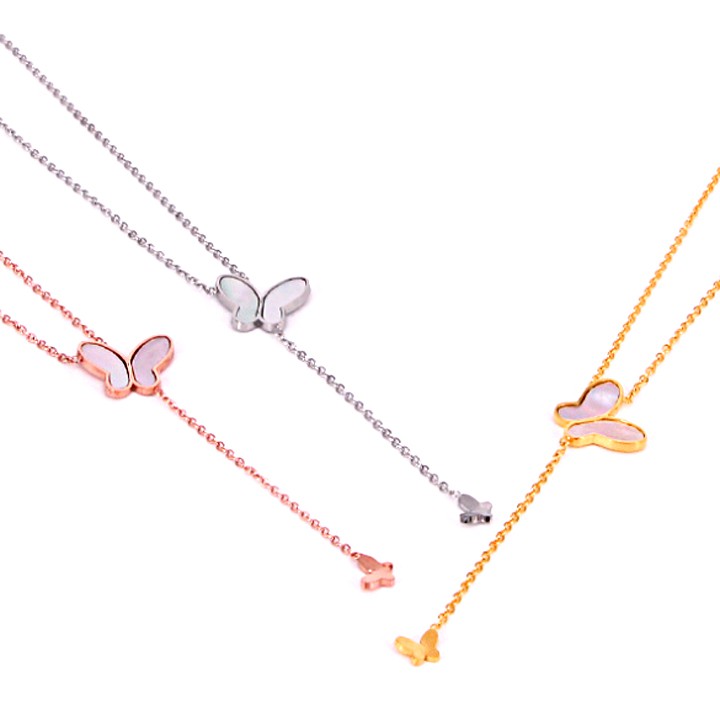 Dây chuyền nữ titan bướm lớn rớt cách điệu bướm nhỏ siêu đẹp, bền màu, chuẩn thời trang