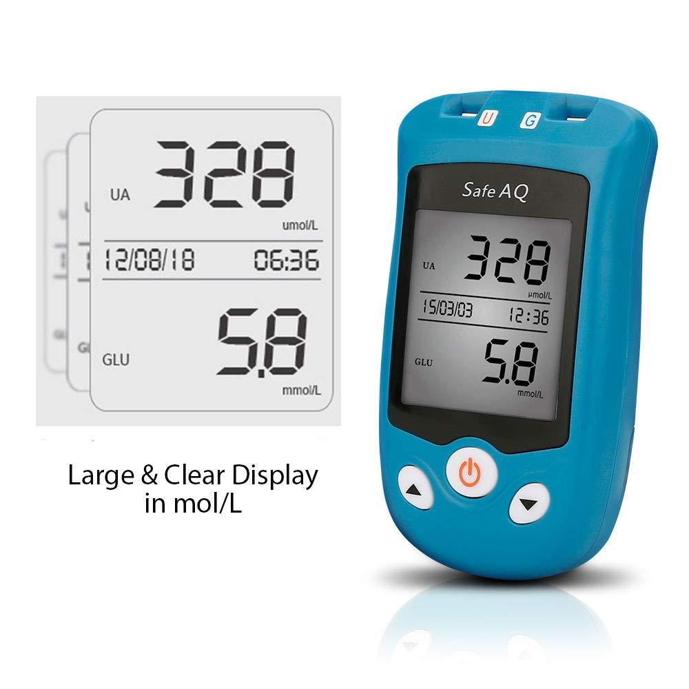 Máy đo đường huyết, Axit Uric 2 trong 1 Sinocare Safe AQ UG + que thử axit uric/ que thử đường + 50 kim chích máu