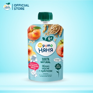 Trái cây nghiền vị táo, đào và ngũ cốc Fruto Nyanya 90g