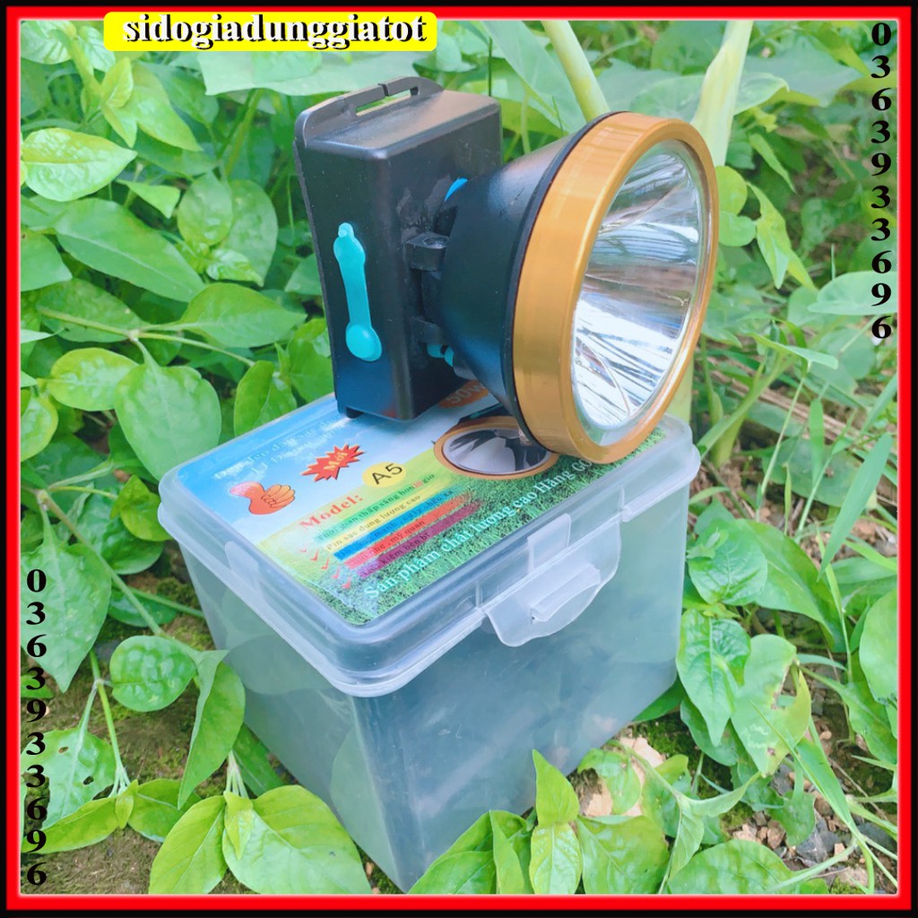 Đèn pin siêu sáng đôi đầu A5_ 50W kèm sạc và dây đeo - SĐGDGT