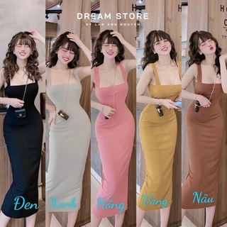 Đầm body 2 dây bản to form dài