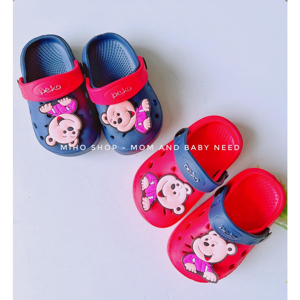 Dép Sục Peko Sticker Gấu Siêu Nhẹ Mềm Êm Chân Cho Bé Trai Bé Gái
