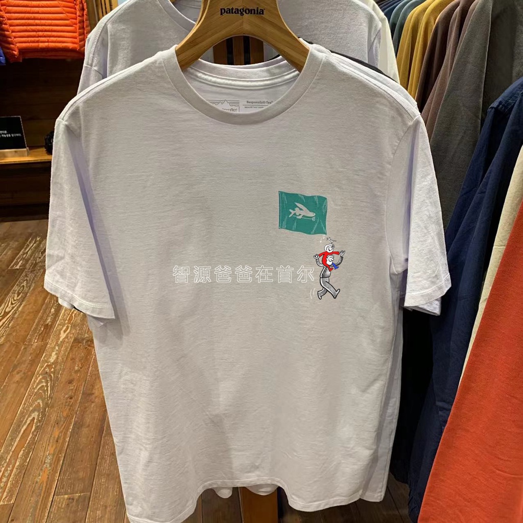 Áo Thun Cotton Ngắn Tay In Hình Cờ Patagonia Fly Responsibili Cho Nam