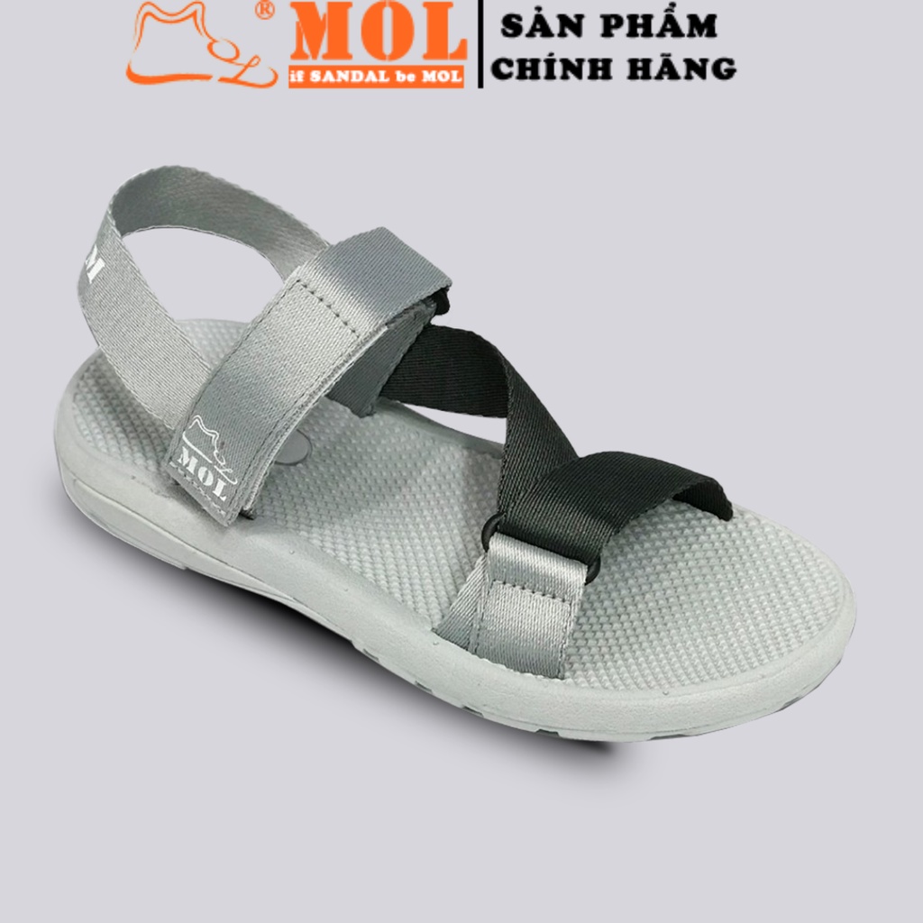 Sandal couple nam nữ quai ngang đế mõng có quai hậu cố định cho cặp đôi mang đi học đi biển du lịch hiệu MOL MS1166G