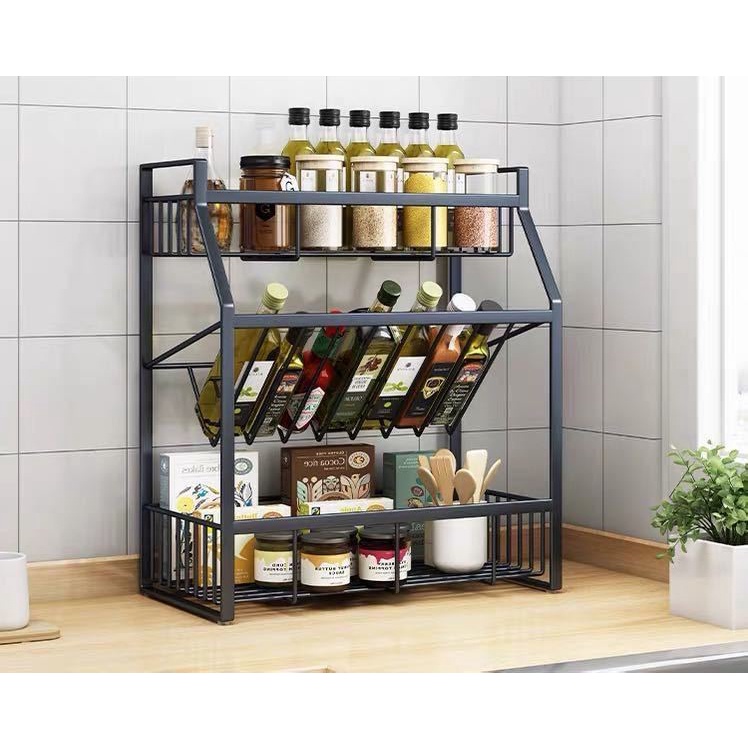 Kệ đựng gia vị nhà bếp, kệ decor quầy pha chế sơn tĩnh điện chống ghỉ