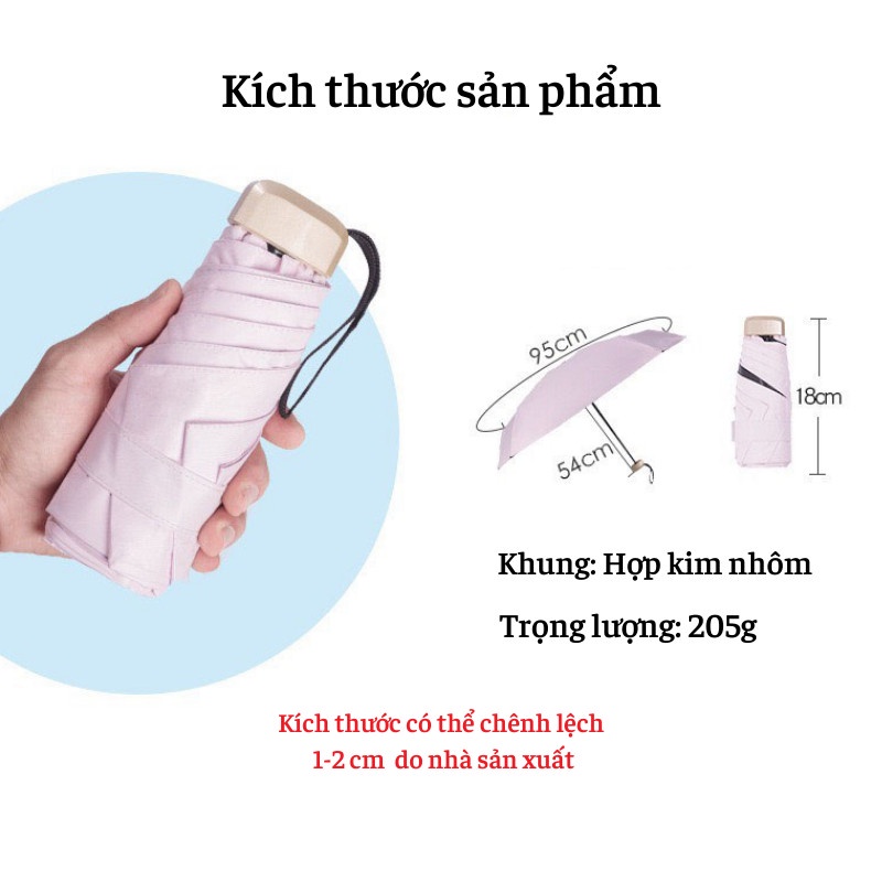 Dù Mini Ô Che Mưa Nắng 2 Lớp Chống Thấm Chống Tia UV Gấp Gọn Bỏ Túi Tiện Dụng Dù Che Mưa Toki