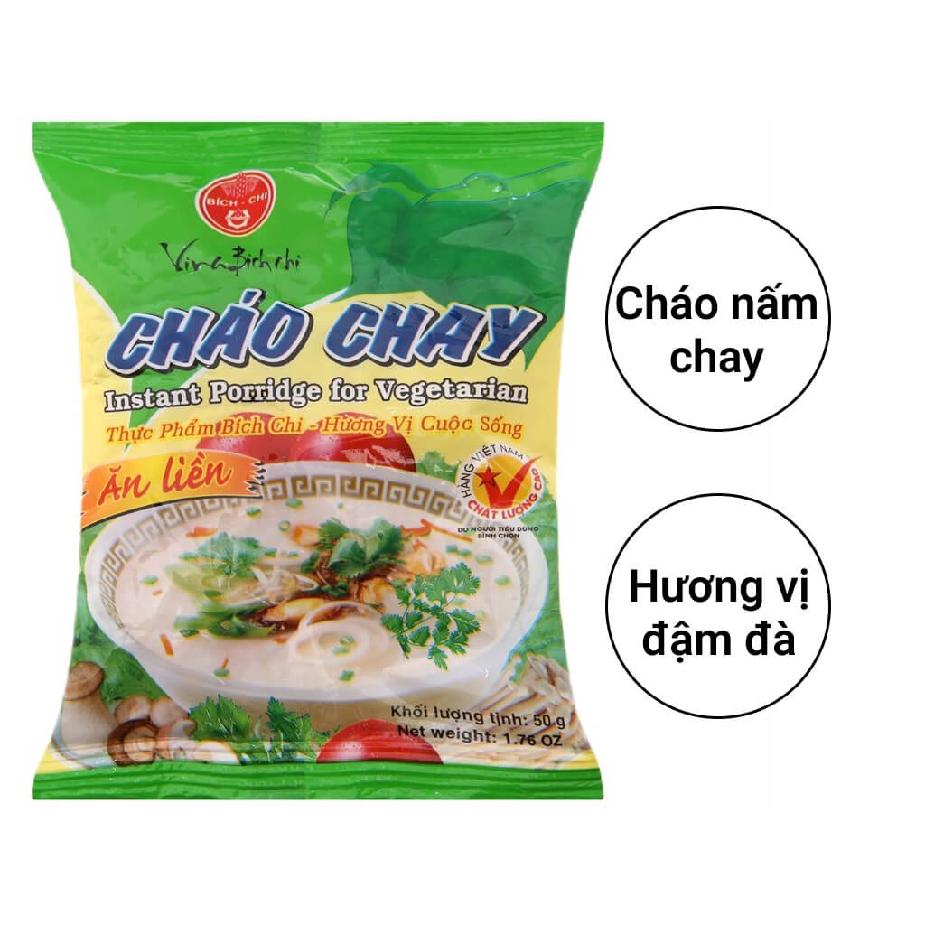 Thùng 50 gói cháo chay Bích Chi 50g